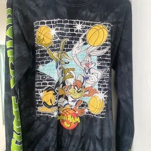 Space Jam Tie Dye Long Sleeve T Shirt Movie Michael Jordan Looney Tunes Small